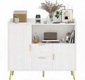 Modern White Sideboard Buffet Cabinet - 40" Wooden Storage, 2 Drawers, 2 Doors, Multi-Functional, Living Room Stand