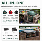 Merax 80.5" Outdoor Kitchen Island for Big Green Egg& Blackstone Griddle,Solid Wood Grill Cart Table with Stainless Steel Top,Drawer for Large Big Green Egg and 21"/28" Blackstone Griddle,Dark Brown