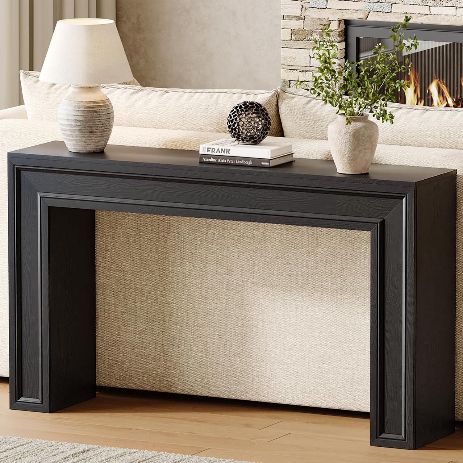Rresyet 55 Inch Long Console Table, Sofa Table Behind Couch, Entryway Table, Farmhouse Entryway Table for Entrance, Hallway, Living Room (Black)