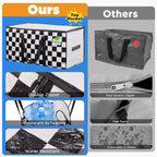 BETU 4 Pack Moving Bags Moving Storage College Dorm Camping Packing Travel PE Heavy Duty, Sturdy Handle, Zipper Large Storage Tote Bag Moving Boxes Box Alternative - White Plaid 29L x 15W x 15H