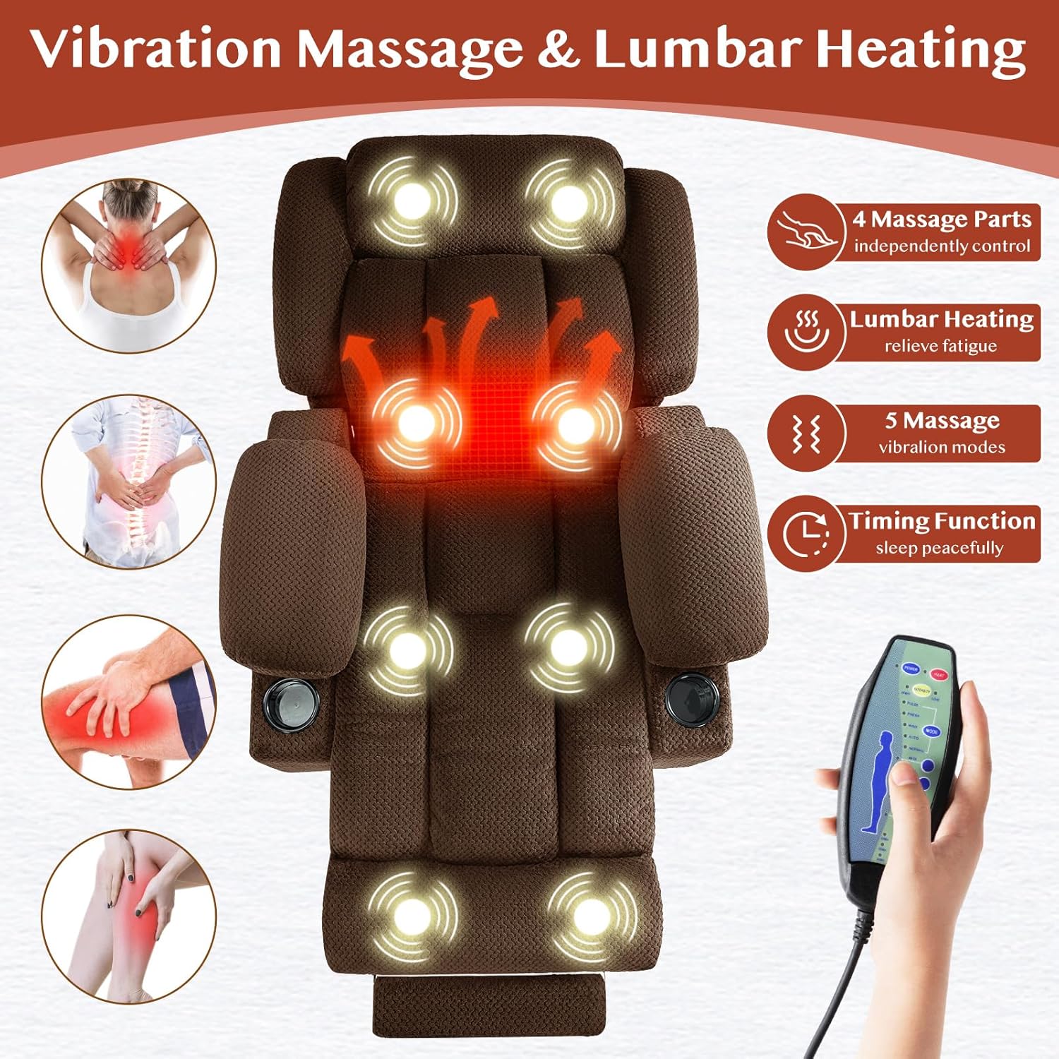 3 Motor Large-Wide Lift Chair, Infinite Position, 180° Lay Flat, Power Lift Chairs Recliners for Elderly Big and Tall, Massage & Heat, Extended Footrest (Deep Brown, Large Wide)