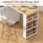 80"-48" Extendable Kitchen Island with Extended Dining Table and Power Outlet,Large Mobile Kitchen Storage Islands with 2 Storage Drawers,Rolling Islands Cart with 3 Extra Rows Open Shelves(White)