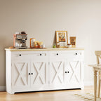 IRONCK Buffet Cabinet with Storage, Sideboard Storage Cabinet with Drawers, Coffee Bar Cabinet, Kitchen Cabinet with Doors, Natural Wood