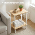 HOOBRO End Tables Set of 2, Small Side Table, Nightstand with 2-Layer Storage Shelves, Sofa Table for Small Spaces, Living Room, Bedroom, Stable Frame, Easy Assembly, Natural and White WN09BZP201
