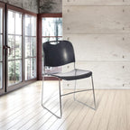 OEF Furnishings OEF8510/4 Ultra-Compact Plastic Sled Base Stack Chair (Simple Black, 4-Pack)