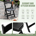 Folding Chairs Set of 4, Heavy Duty Plastic Foldable Chairs with Curved Backrest & Padded Seat, Folding Chairs for Home Kitchen Office Party, Supports 330 lbs, Space Saving Portable(Black Matte)