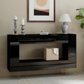 Console Table, 47" High Gloss Entryway Table with Hidden Storage Cabinets, Adjustable Shelves, Modern Sofa Table for Behind The Couch, Living Room, Hallway, Black