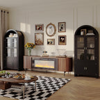 71" Tall Arched Kitchen Pantry, Modern Farmhouse Kitchens Storage Cabinets, Versatile Cupboard for Kitchen, Dining Room, Black, 1 Pc