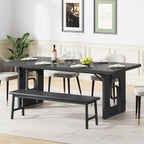 71'' Large Dining Table for 6 to 8 People, Modern Rectangular Kitchen Table, Dinner Table Furniture with Metal Legs for Dining Room, Living Room, Banquet, Home, Black