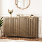 Fluted Buffet Cabinet with Storage, 55" Sideboard Cabinet with 4 Doors, Modern Credenza Accent Console Cabinet Coffee Bar Table for Living Room Dining Room Hallway, Walnut