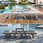 WACASA HDPE Pool Lounge Chairs Set of 2 with Wheels & Cup Holder, 6-Position Adjustable Lounge Chair Outdoor, Easy 20-Min Assembly, 450LBS Bearing, Pool Lounger for Patio, Deck, Backyard (White)