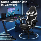 Xcity Gaming Chair, Height Adjustable Desk Chair with 90°-155° Reclining Backrest & Footrest,Ergonomic Computer Chair Supports Up to 330 lbs for Gamer, Office and Home (Black & White)