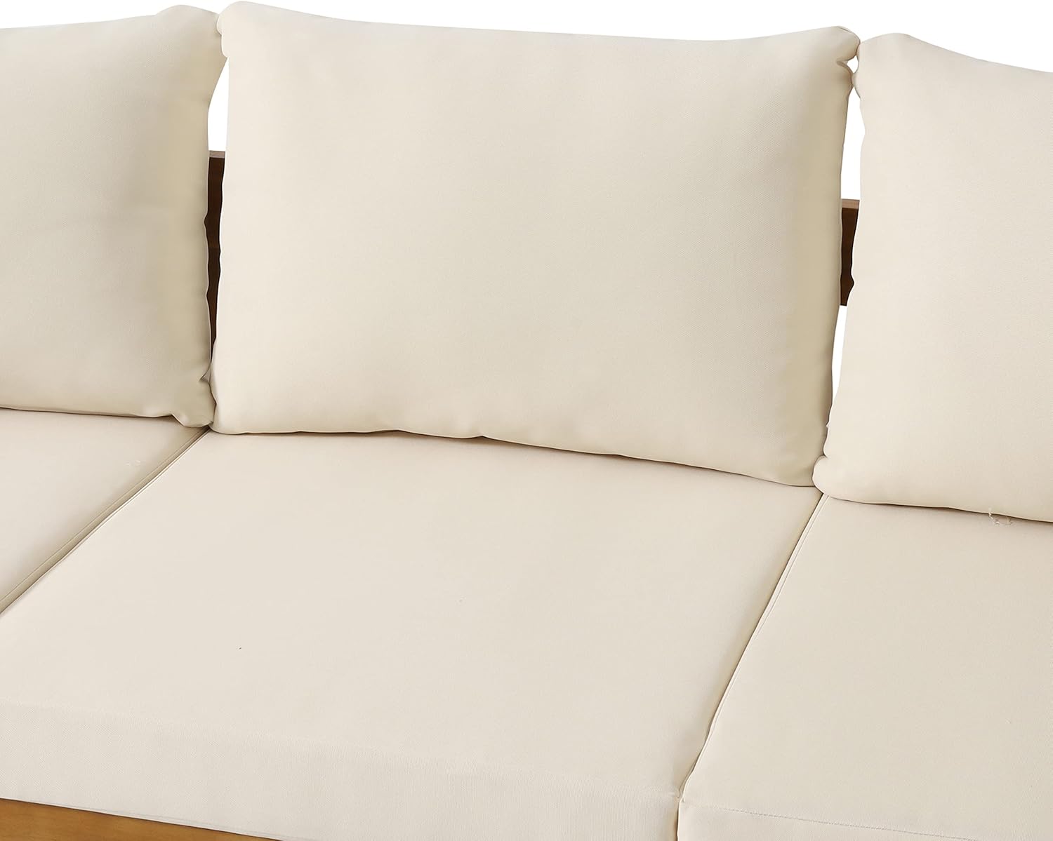 Merax 76.5" Outdoor Acacia Wood Frame 3 Seater Sofa with Cushions for Patio,Garden