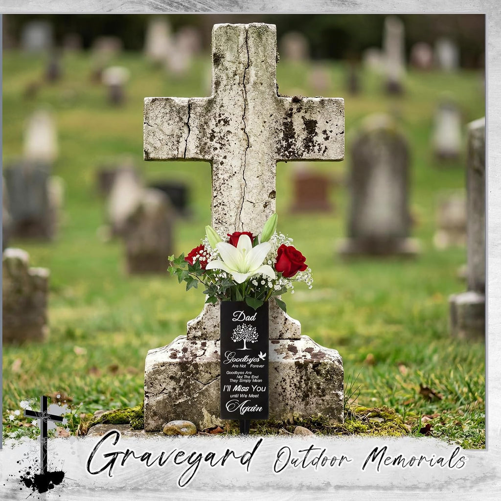 Geosar Cemetery Vases for Grave Metal Flower Holder with Spikes Memorial Funeral Gravesite Flowers Vase Decorations for Loss of Loved One(Goodby are Not the End)