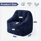 MAXYOYO Bean Bag Chair for Adults, Foam-Filled Floor Sofa for Reading | Bean Bag Chair for Adult with Filler, Cozy Living Room Chair for Bedroom Dorm, Navy