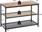 DUMOS 3-Tier Shoe Bench with Storage, Industrial Entryway Sturdy Shoe Rack Organizer Bench with Mesh Shelves for Entryway, Hallway & Living Room, Easy Assembly, Rustic Brown