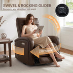 KISLOT Power Swivel Recliner Chair, Faux Leather Recliner 270° Rotation Modern Nursery Glider, Ergonomic Armrest & Side Storage Pocket, Comfortable Armchair for Living Room Bedroom & Nursery