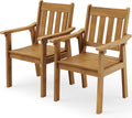 YEFU Outdoor Patio Chairs Set of 2: All Weather Outdoor Dining Chairs with Wide Curved Seat and Backrest - Plastic Patio Chairs for Outside Backyard/Garden/Pool/Porch/Deck 350lbs Capacity Teak