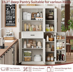 Garvee 70" Tall Kitchen Pantry Storage Cabinet, Modern Kitchen Hutch Cabinet with Doors and Shelves, Freestanding Food Pantry with Large Storage Drawer for Dining Room and Household Organization
