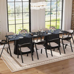 LITTLE TREE 59" Farmhouse Dining Table for 4-6 People, Modern Rectangular Kitchen Table with Metal Pedestal Base, Perfect for Dining Room, Kitchen, Living Room (Black)