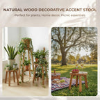 ARROWSTONE Wooden Round Stool 12 inches with Handle Hole – Solid Wood for Bathroom, Kitchen, Patio, Makeup stools & Indoor uses, Compact & Water-Resistant