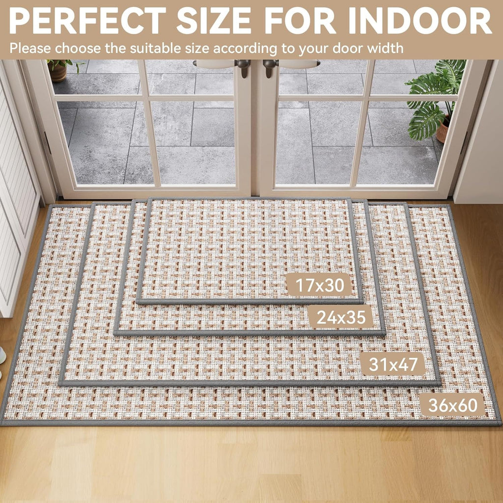 Door Mat 17"x30",Door Mat Indoor Entrance Dirt Resistant and Absorbent Non-Slip Rubber Backing Front Door Mats Washable Low-Profile Indoor Mats for Entryway, Inside Entrance Easy Clean Gray
