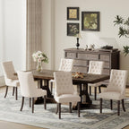 COLAMY Fabric Side Dining Chairs Set of 2, Wingback Upholstered Dining Room Chairs with Tufted Button, Living Room Chairs for Home Kitchen, Beige