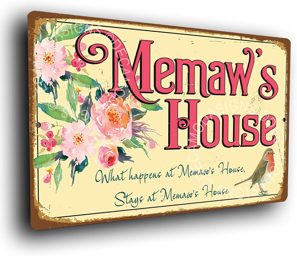 Gift for Memaw, Memaws House Sign, Memaw Gifts, Gift Ideas, Memaw, Durable Signs, Memaws House Signs, UV Protected Printed Brushed Aluminum, Memaws House, Matt Finish, 12 x 8 inches