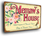 Gift for Memaw, Memaws House Sign, Memaw Gifts, Gift Ideas, Memaw, Durable Signs, Memaws House Signs, UV Protected Printed Brushed Aluminum, Memaws House, Matt Finish, 12 x 8 inches