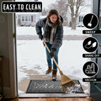 Yimobra Welcome Mat, Heavy Duty Sturdy Door Mats for Home Entrance Outdoor Indoor, Front Doormat for Outside Patio Floor Entry Porch Garage Office, Waterproof, Low Profile, 29.5x17, Black Grey