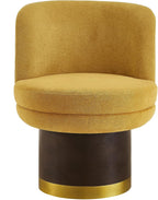 Swivel Accent Chair with 360° Rotation, Round Barrel Chair Upholstered in Soft Chenille Fabric, Ergonomic Comfy Barrel Chair for Living Room, Bedroom, Small Apartment (Yellow)