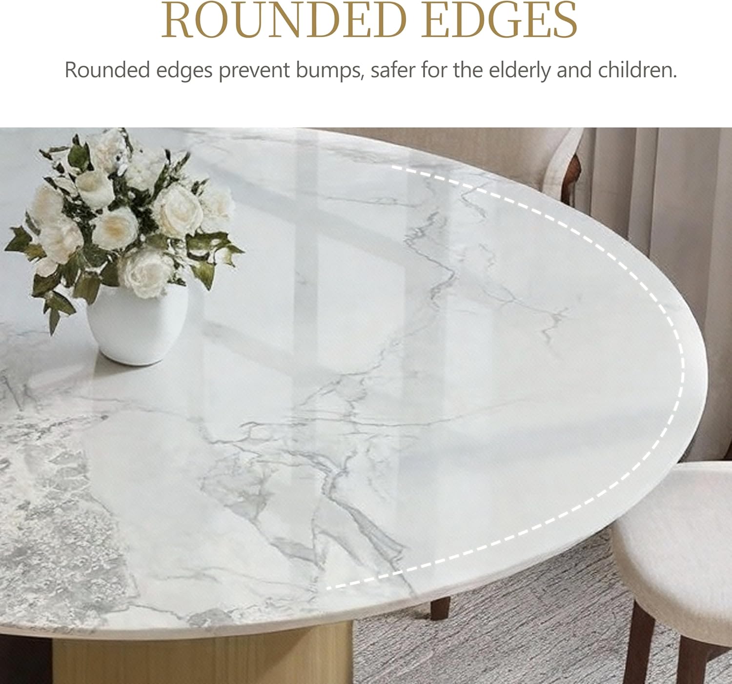 59" Modern Round Dining Table for 6, Glossy White Circle Kitchen Table, Sintered Stone Dining Room Table Top with Bronze Cylinder Hollow Base, Faux Marble Dinner Table for Home Party, (Table Only)