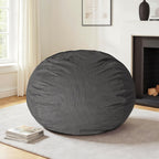 CangLong Large Bean Bag Chair with Filler, Plush Fluffy Shell Design Lounger for Adults, Ergonomic Reading Gaming Chair for Bedroom, Living Room, Dorm, Game - Dark Grey, 400lbs Support