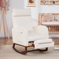 Rocking Chair Nursery Teddy High Back Rest Glider Rocker with Footrest Nursing Rocking Chairs Upholstered Accent Arm Chair for Living Room Bedroom Indoor, Teddy White