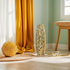 Ceramic Vase Large Floor Vase Handmade Ceramic Flower Holder Hand Carved Sophisticated Vessel for Decorative Branches and Dried Flowers 24 Inches Gold