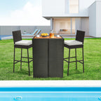 RELAX4LIFE Outdoor Bar Stools Set of 2 - Wicker Rattan Patio Barstools Tall Chairs w/Back, Footrest, Seat Cushions & Metal Frame, 400LBS Weight Capacity, 30’’ Counter Height Bar Stools (1, Mix Brown)