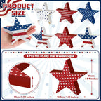 6 PCS 4th of July Wooden Signs, Red White Blue 4th of July Decorations, Star-Shaped 250th Anniversary Patriotic Decor, Independence Day Wood Centerpieces for Tables Shelf Tray Memorial Veterans Day