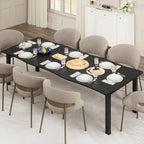 IDEALHOUSE Dining Room Table for 6-8 People, 71”Dining Table, Kitchen Table with Iron Legs and Irregular Desktop, Quick Assembly, 300 Lbs Capacity, for Kitchen, Living Room, Black(Only Table)