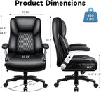 Big and Tall Office Chair 600LBS, Heavy Duty Office Chair for Heavy People, High Back Executive Office Leather Chair with Adjustable Armrests and Lumbar Support, Black Ergonomic Big Tall Chair