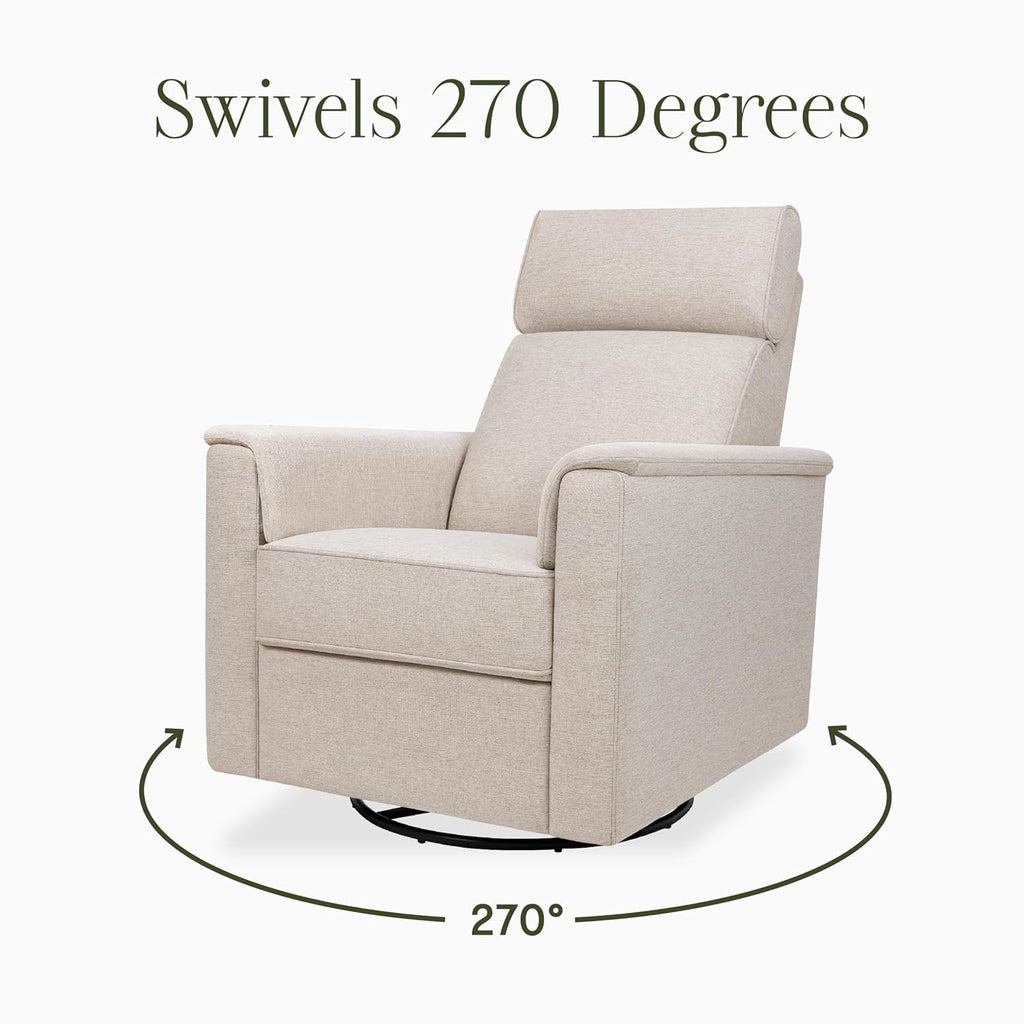 Namesake Willa Plus Power Recliner Glider, Performance Beach Eco-Weave | GREENGUARD Certified Recliner w/ 270° Swivel - Built-in USB Charging Port w/ Adjustable Headrest - Water & Stain Resistant