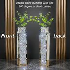 30" Tall Floor Vase, Double Sided Crushed Diamond Mirrored Vases,Large Flower Vase for Home Decor, Mirror Glass Decorative for Living Room,Office,Centerpiece (Crushed Diamond:4.7''L X 6.8''W X 30''H)