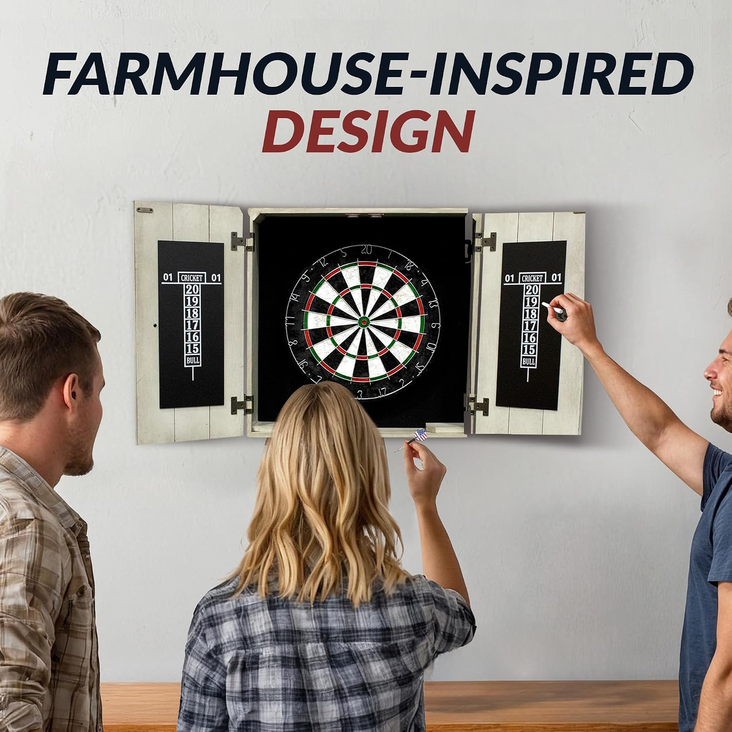 Hathaway Drifter Solid Wood Dartboard & Cabinet Set