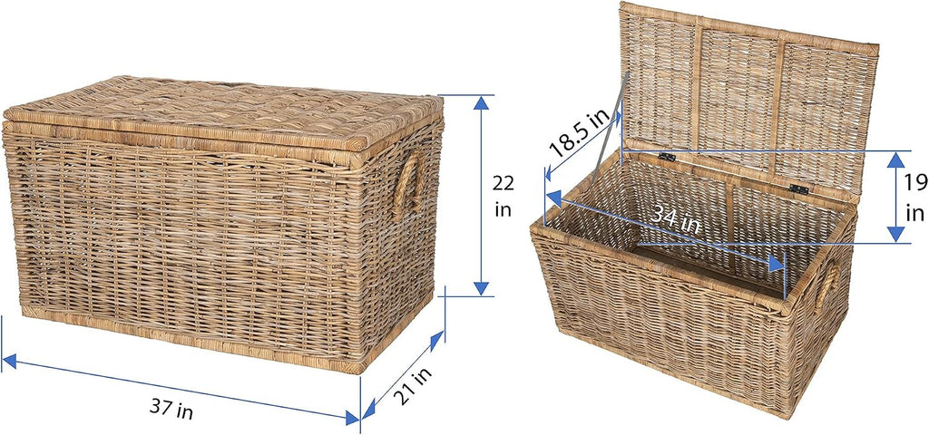 Kouboo Rattan Kobo Decorative Storage Trunk with Lid, Large