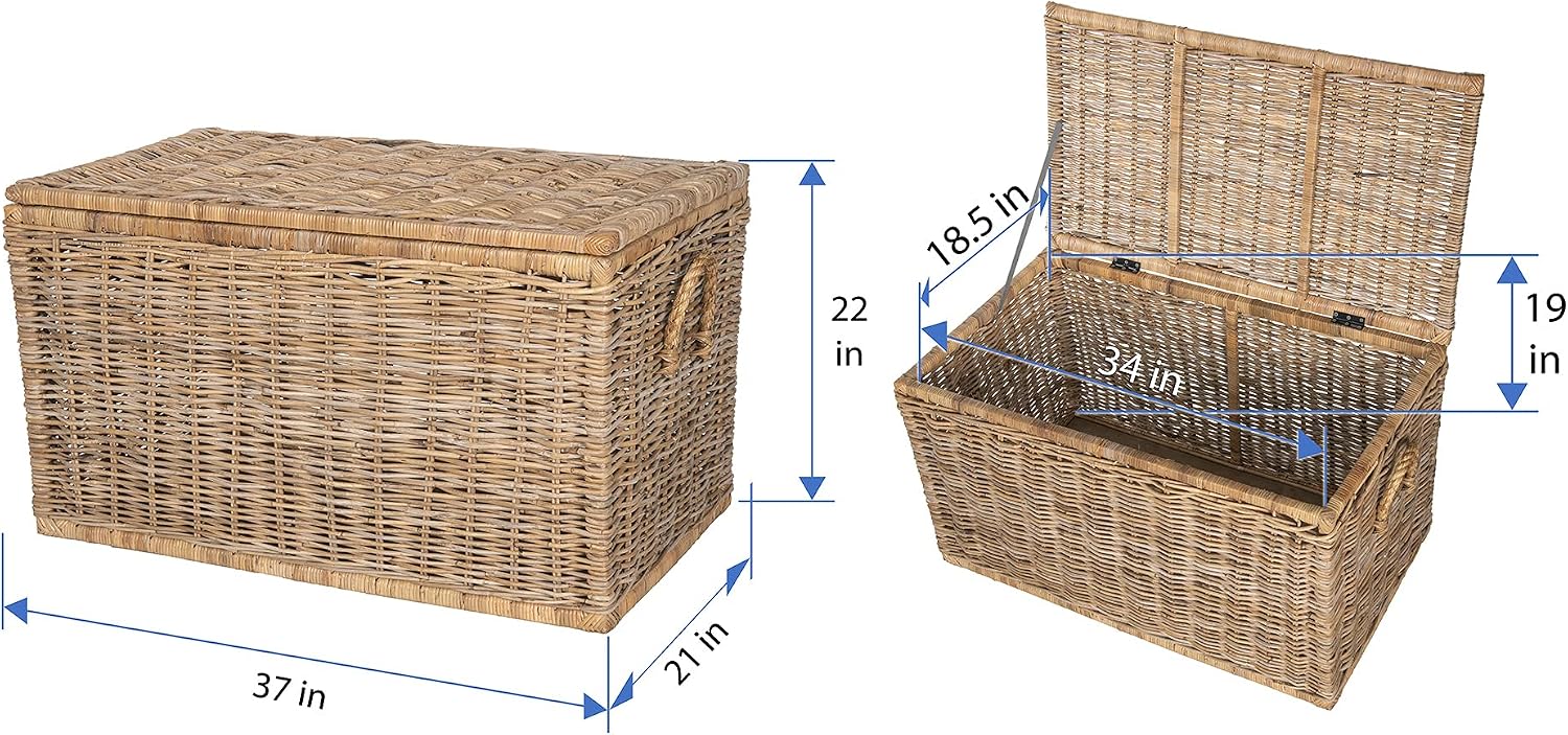 Kouboo Rattan Kobo Decorative Storage Trunk with Lid, Large