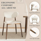 MALOL Dining Chairs Set of 2, Upholstered Dining Room Chairs with Metal Legs and Anti Slip Pads, Curved Back Kitchen Chair for Home and Restaurant Use, Beige