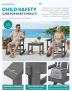 SERWALL Outdoor Rocking Chair Set of 2 with Side Table, All-Weather HDPE 3 Piece Patio Furniture Set, Outdoor Bistro Set with Pre-Drilled Hole for Porch Deck Lawn Balcony, Grey