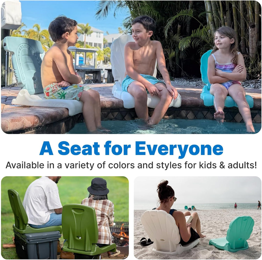 Step2 Kids Shell Flip Seat 2 Pack, Portable Outdoor Chair for Poolside, Camping, Beach, Stadium, Providing Back Support, Made of UV20 Durable Plastic, Mint