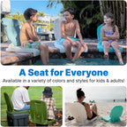 Step2 Kids Shell Flip Seat 2 Pack, Portable Outdoor Chair for Poolside, Camping, Beach, Stadium, Providing Back Support, Made of UV20 Durable Plastic, Mint