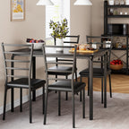 GarveeHome 5-Piece Kitchen Dining Room Table Chair Set for Small Space, Indoor Modern Dinette Set for 4, Square Dinner Table Set for Dinette (Black, Dining Table with 4 Chairs)