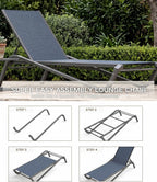 Outdoor Aluminum Textilene Chaise Lounge,2 Pieces Patio Lounge Chairs with Iron Side Table,6 Adjustable Positions, Stackable & Easy Assembly,400lbs Capacity,Breathable for Pool,Deck,Balcony,Navy Blue